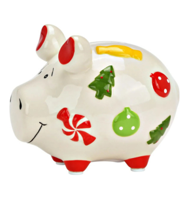 Spardose Schwein (klein) 10044523 , "Weihnachten ~Aufdruck|ohne|#~"